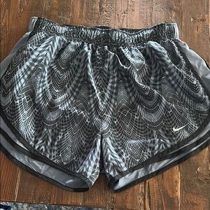 Nike Black and Gray Athletic Shorts with Geometric Design